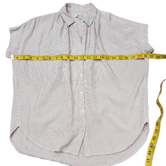 Madewell Central Stripe Oversized Fit Button-Down Red and White Shirt XS - Picture 9 of 10
